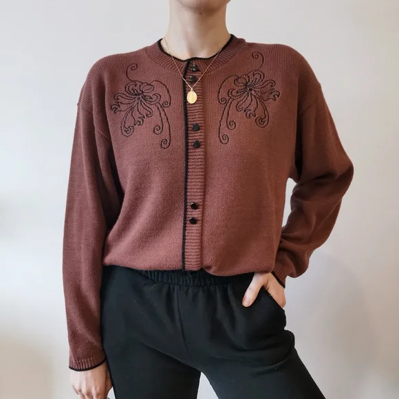*sold* Vintage large burgundy pullover sweater, women's vintage tops - Picture 6 of 7